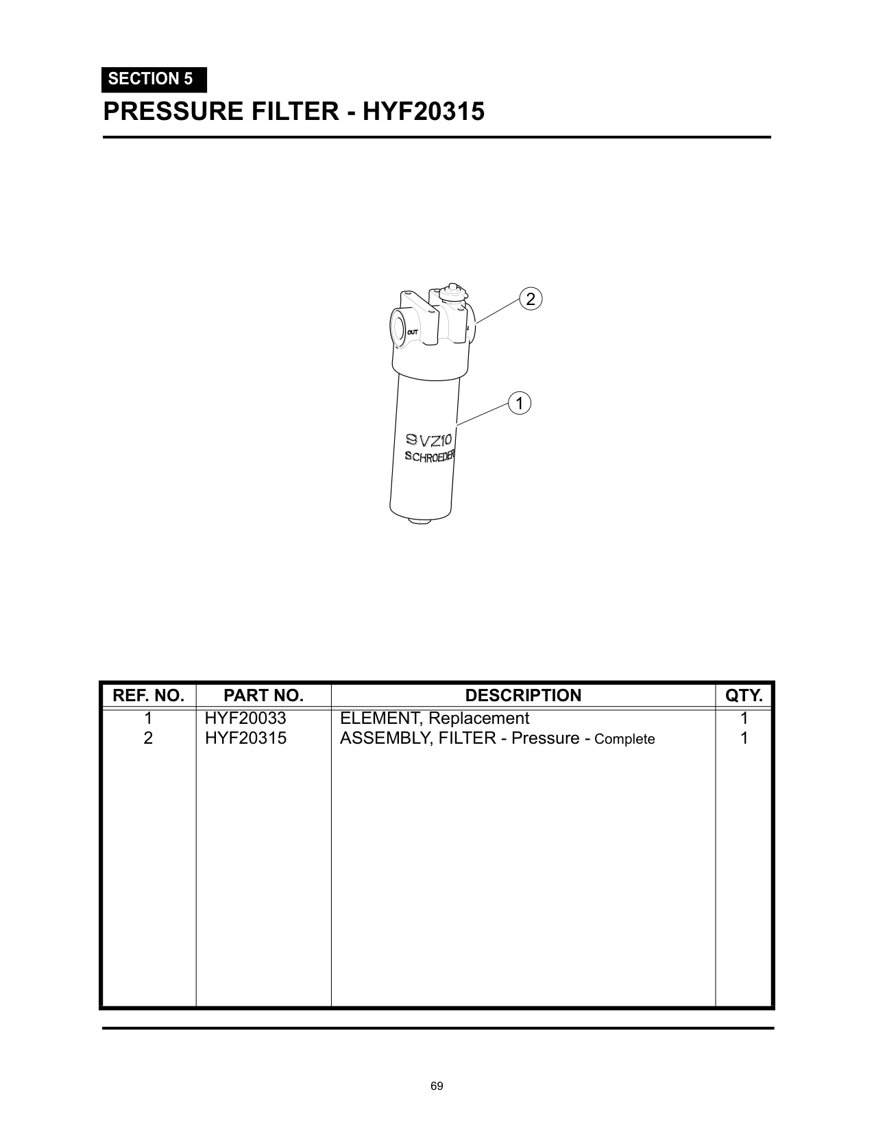 PRESSURE FILTER - HYF20315
