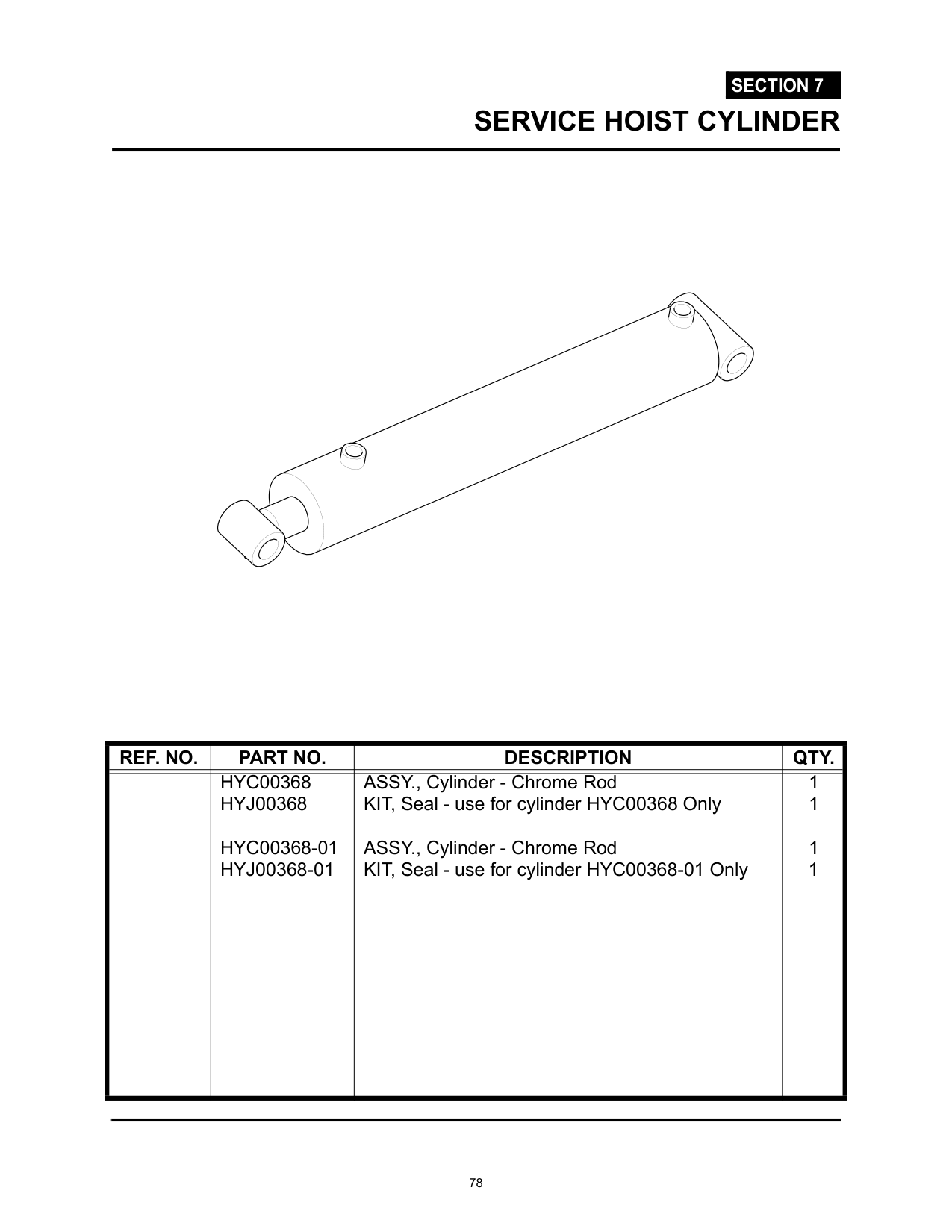 SERVICE HOIST CYLINDER