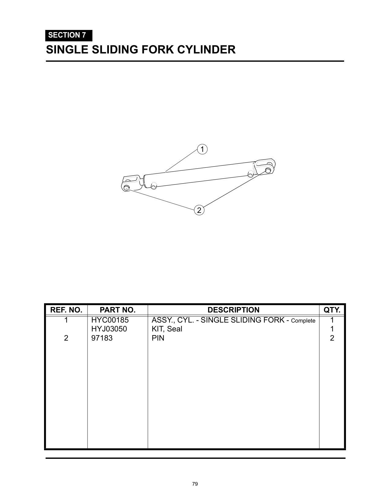 SINGLE SLIDING FORK CYLINDER